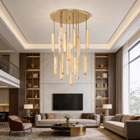 Lustre VEKO Classic en albâtre naturel véritable, luminaire suspendu en pierre de marbre, éclairage de plafond, 110V-220V, commande par interrupteur