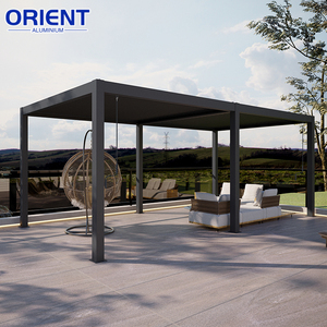 Couleur de revêtement en poudre personnalisé 4*4m 4*6m pergola à persiennes en métal pergola motorisée en aluminium <span class=keywords><strong>avec</strong></span> système de porte coulissante - Product Image 4