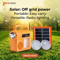 Kit d'éclairage solaire portable mini générateur 30W avec contrôleur MPPT PWM, batterie lithium-ion, radio FM et batterie externe, autonomie 72H