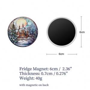 Aimant de réfrigérateur rond en céramique de Noël, impression UV, aimant de réfrigérateur personnalisé, aimant de réfrigérateur vierge en céramique pour sublimation - Product Image 4