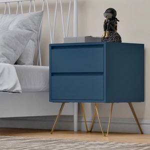 Moderno <span class=keywords><strong>blu</strong></span> 3 pezzi camera da letto con cassettiera armadio e comodino durevole e salvaspazio mobili di stoccaggio - Product Image 4