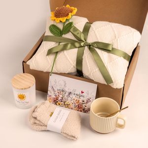 Manta de punto Cesta de regalo Envío de regalos Sunshine Sunflower Thinking of You Care <span class=keywords><strong>Paquete</strong></span> Juego de regalo para ella - Product Image 3