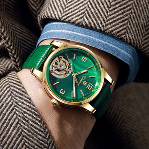 Nuovo <span class=keywords><strong>Orologio</strong></span> Meccanico <span class=keywords><strong>Automatico</strong></span> da Uomo con Quadrante Smaltato, Cassa in Acciaio Inossidabile da 41mm, <span class=keywords><strong>Cinturino</strong></span> in Vera <span class=keywords><strong>Pelle</strong></span>, con Indicazione della Settimana - Product Image 4