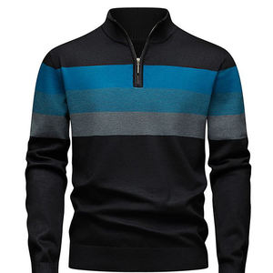 Nouveauté Pull en maille pour homme à col montant, coupe ajustée, tendance, décontracté, pull en maille à col montant tendance pour homme - Product Image 3