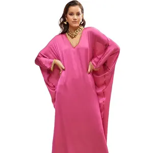 Línea dorada Oriente Medio mangas de mariposa Abaya Dubai Turquía Kaftan Abaya vestidos muselina ropa de talla grande ropa islámica