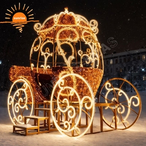 Décoration de Noël et de fêtes de qualité commerciale : Lumière LED extérieure en forme de citrouille et de calèche, pour événements et festivals urbains - Product Image 1