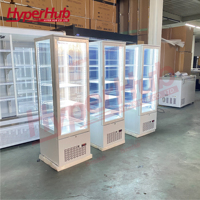 Réfrigérateur autoportant à porte vitrée trempée à 360 degrés, prix direct usine, pour buffet, présentation de snacks et gâteaux, avec éclairage LED