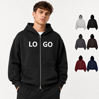 Sweat à capuche zippé pour homme, coupe classique, 100% coton, molleton multicolore, épaules tombantes, avec poches, logo personnalisé, ODM, collection automne