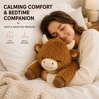 Boneka Plush Berbobot Premium Sapi Highland Custom, Boneka Hewan Isi Custom, Produsen Boneka Plush Custom, Pabrik OEM