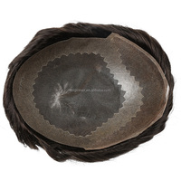 Perruques en silicone pour hommes 8x10 pouces, densité 80%, noires naturelles, avec dentelle frontale et base en peau fine