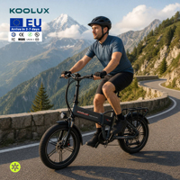 Vélo électrique pliable longue portée KOOLUX X12 55-90KM avec pneus larges 20*4 pouces, homologué CE EN15194 pour la route, entrepôt PL