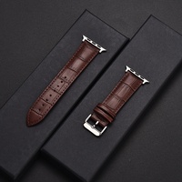 Bracelet de montre en cuir de vachette pleine fleur à texture crocodile compatible avec Apple Watch et Ultra 2, bracelet en cuir résistant à l'usure