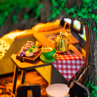 Casa de Muñecas de Madera Ecológica de Diseño OEM al por Mayor L2501, Kit de Casa de Muñecas de Bricolaje con Temática de Bosque de Cuentos de Hadas, Casa de Muñecas en Miniatura con Luz