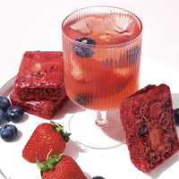 Cubes de Pulpes Instantanés Nutritifs pour Boissons au Thé Mélangées Lyophilisées Glacées ou Chaudes | Mélanges Myrtille Rose Hibiscus Fraise Goyave
