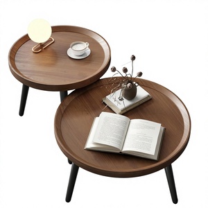 Set di 2 Tavolini da Caffè Moderni Stile Mid-Century con Facile Montaggio, Finitura Noce per Soggiorno, Arredamento <span class=keywords><strong>Casa</strong></span>, Spazi Piccoli - Product Image 1