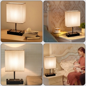 <span class=keywords><strong>Lampe</strong></span> de table moderne à interrupteur tactile en fer, à intensité variable, avec deux supports pour téléphone, ports de charge USB-A et USB-C, batterie rechargeable, LED blanc chaud - Product Image 6