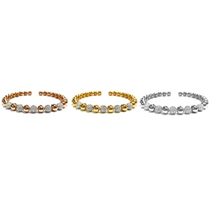 Bracelet en or rose 18 carats rhodié, diamant naturel blanc taille brillant, empilable, de qualité supérieure, prix bas, créatif, Hong Kong - Product Image 4