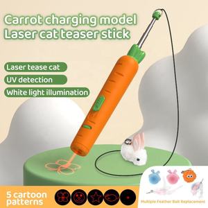Carrot Charging Model Laser Cat Teaser 5 Patterns Purple Light Cat Laser Toys Retractable Tease the Cat Stick - Product Image 2