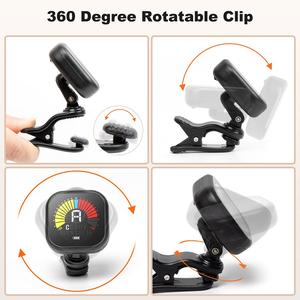 Venta al por Mayor 360 °   <span class=keywords><strong>Afinador</strong></span> <span class=keywords><strong>de</strong></span> <span class=keywords><strong>Guitarra</strong></span> Eléctrico Automático Recargable con Clip Giratorio USB-C y Pantalla LCD - Product Image 6