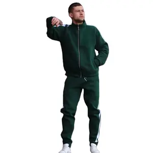 Gym essential sublimation tracksuit set for men spring athletic sports outerwear jacket stacked trousers set vendor wholesale