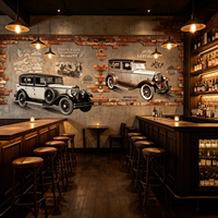 Papier peint mural grand format avec motifs 3D africains, moto, voiture, briques, pour chambre d'enfant, décoration rétro de restaurant