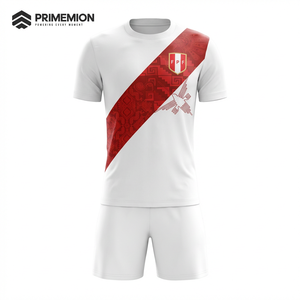 Ensemble d'uniformes de football pour adultes, motif de <span class=keywords><strong>peinture</strong></span> numérique personnalisé, maillot de football 100% polyester de haute qualité, maillot de football du Pérou - Product Image 1
