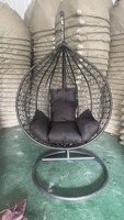 Fauteuil Suspendu Œuf en Rotin Synthétique (PE) et Acrylique avec Support Métallique, pour Extérieur, Balcon, Cour et Patio – Chaise Balançoire