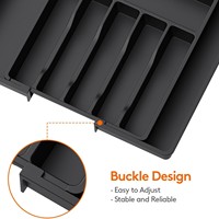 Organisateur de tiroir de cuisine sans BPA, extensible et ajustable, pour couverts et ustensiles en plastique