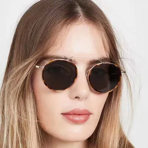 2023 Лидер продаж, женские солнцезащитные очки с зеркальными линзами, дизайнерские солнцезащитные очки в круглой оправе из сплава, модные женские солнцезащитные очки UV400