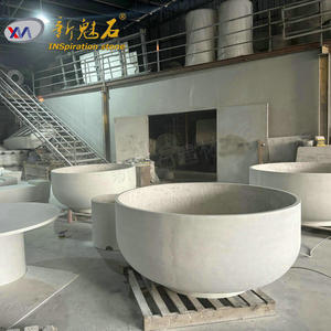 Nuevos Materiales de Construcción de Piedra, Macetas de Hormigón GRC Redondas de Color Gris Claro para Proyectos de Paisajismo, Personalizables - Product Image 1