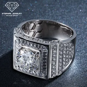Men Fashion S925 Silver 9k 10k 14k 18k 24k Pure Gold White Yellow 0.3ct 0.5ct 1ct 2ct Moissanite Natural Diamond Wedding Ring