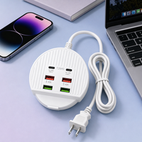 Support de charge en laiton 6-en-1, nouveau modèle, 10A 2A4C, multi-ports USB, tête de charge pour téléphone 2.1A, prise universelle de voyage essentielle