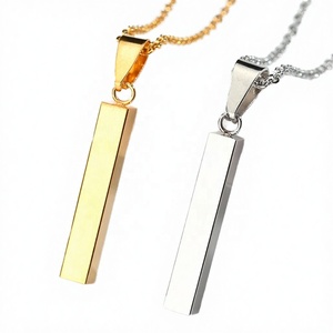 Персонализированное 3D-ожерелье-буква из нержавеющей стали с позолотой 18K, с возможностью гравировки, вертикальная цепочка, унисекс - Product Image 1