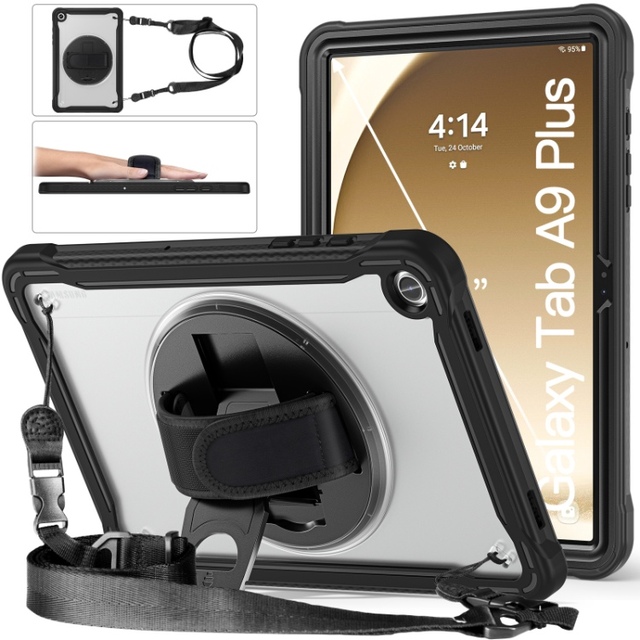 Transparent Slim TPU Tablet Case Cover for Samsung Galaxy Tab A9 Plus Features Kickstand