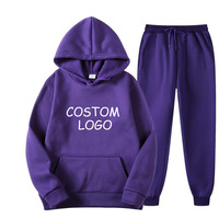 Ensemble deux pièces d'hiver avec logo personnalisé, jogging, haut de sport et sweat-shirt à capuche oversize, pantalon en coton 100%