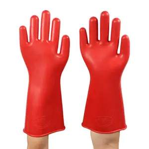 Изолированные перчатки 12kv, оптовая продажа, водонепроницаемые, плотные, прочные, изоляционные перчатки высокого напряжения, защитные резиновые перчатки