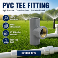 Raccord en T fileté en laiton UPVC gris Chine, connecteur trois voies en plastique à emboîtement pour l'irrigation, la plomberie industrielle, vente en gros OEM