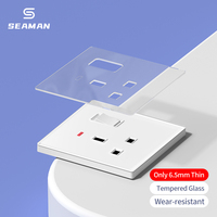 Interruptor de Pared de Vidrio Templado, Estándar UK, 13A, 2 Tomas, 1 Vía, 2 Vías, 3 Vías, Panel de Enchufes con Puertos USB C, 10 Años de Vida Útil Mecánica, Estilo Retro