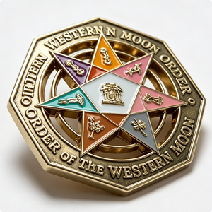 Western Moon Eight-Pointed <b>Star</b> Cross <b>Design</b> Hard Enamel for with Other Plating Customizable Metal Badge for Christmas - Product Image 3