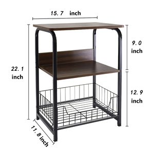 Hot Sales Living Room Bedroom Office Stable Metal Frame 3 Tiers Nightstand Industrial Retro <strong>Storage</strong> Shelf <strong>End</strong> <strong>Table</strong> Side <strong>Table</strong> - Product Image 2