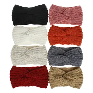 Winter High Quality Cheap Custom Warm Knitted Cross Headband Knit Turban Headband For Woman