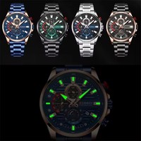 CURREN 8415 Nuevo Reloj de Pulsera Deportivo de Acero Inoxidable con Manecillas Luminosas, Reloj de Cuarzo de Lujo para Hombre, Reloj Montre Homme con Caja