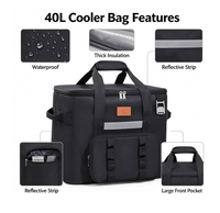 Sac isotherme imperméable de 40 L, sac isotherme souple, sac thermique pour la pêche, le camping, la randonnée, la plage, le pique-nique, les voyages