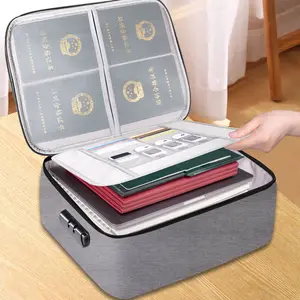 High Quality Portable Multi Functional Fireproof Document Bag with Lock 1/2/3/5 Layers Travel Organizer Bag for Documents