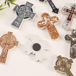 Custom Design Religious Resin Embossed Fridge Magnet Cross Pattern Refrigerator <strong>Sticker</strong> Home Decor Souvenir Bulk - Product Image 3