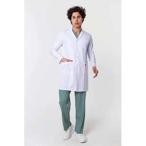 ชุดยูนิฟอร์มโรงพยาบาลผ้าสแปนเด็กซ์ชุดเสื้อโค้ทแลปทอลายทแยงสีขาวผลิตจากจีน - Product Image 1