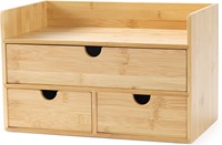 Organisateur de tiroir de bureau en bambou avec 3 tiroirs, boîte de rangement de table, organisateur de tiroir de bureau pour la maison et le bureau