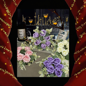 LILIS Vente flash Bouquet de fleurs en soie à 9 têtes Rose réaliste Fait à la main Style naturel Respectueux de l'environnement Réutilisable Longue durée - Product Image 2