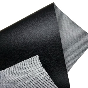 <span class=keywords><strong>Cuir</strong></span> synthétique en polyuréthane noir à texture litchi de 0,6 mm, vente en gros d'usine de tricotage ordinaire, pour meubles de bureau, sac - Product Image 5