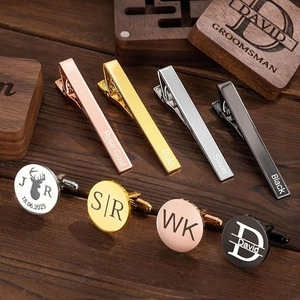 20mm 16mm prix de gros en acier inoxydable ensemble de pinces à <span class=keywords><strong>cravate</strong></span> gravées cadeaux de mariage invités boutons de manchette pour hommes - Product Image 4